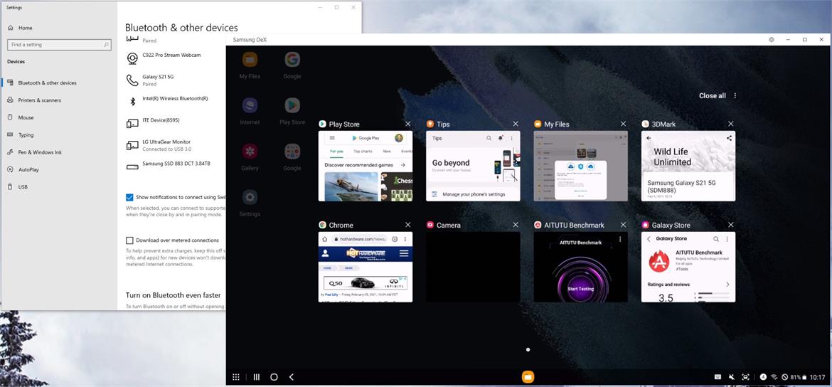 Here’s Samsung DeX Wirelessly Connecting A Galaxy S21 To Windows In Cross-Platform Harmony
