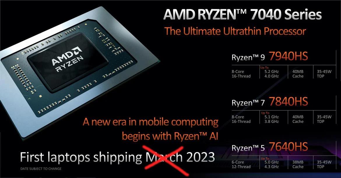AMD Confirms It's Now Shipping Ryzen 7040HS Phoenix CPUs To Laptop Partners