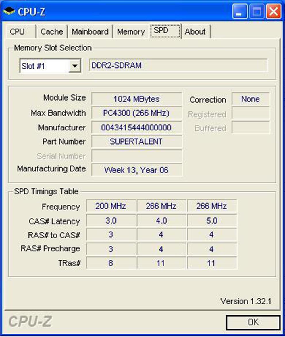 Super Talent T1000UX2G5 2GB PC2-8000 Memory