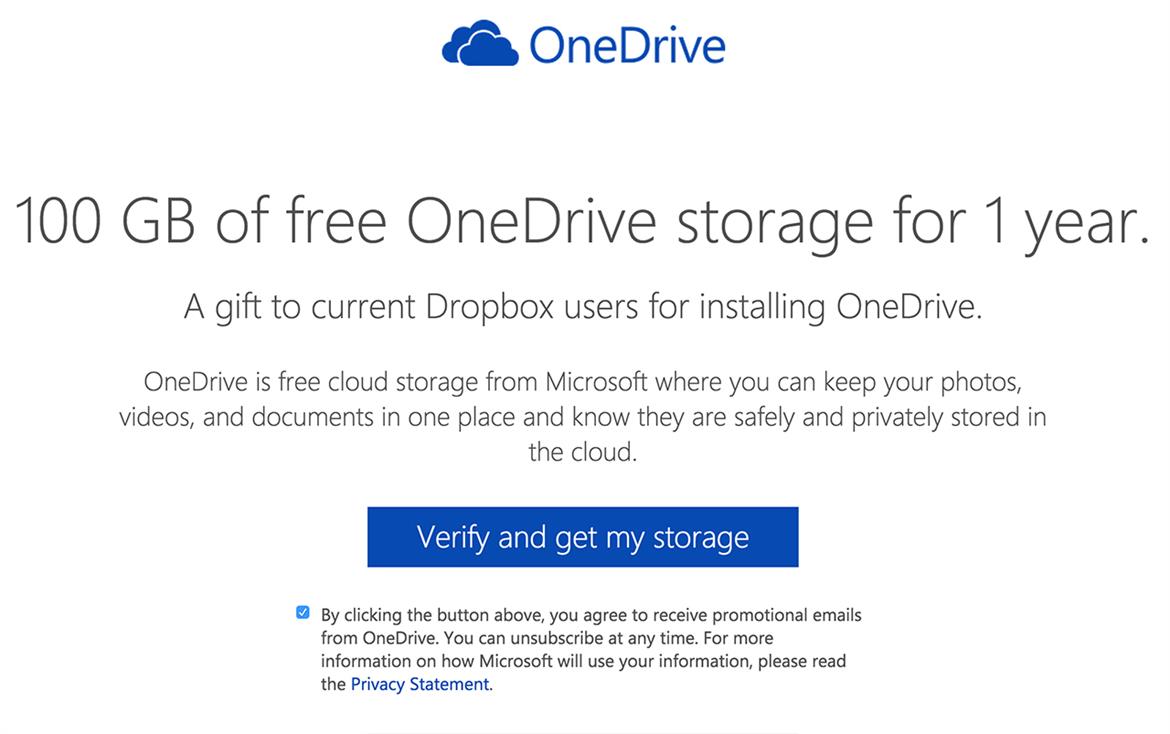 Microsoft Offers Another 100GB Of Free OneDrive Storage If You Link A Dropbox Account