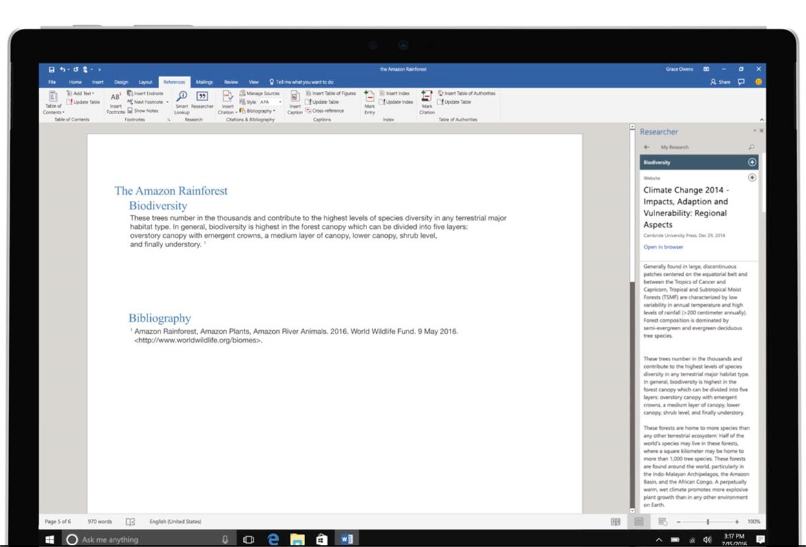 Microsoft Word Researcher And Editor Come To Office 365 To Ensure You're Factual And On Point