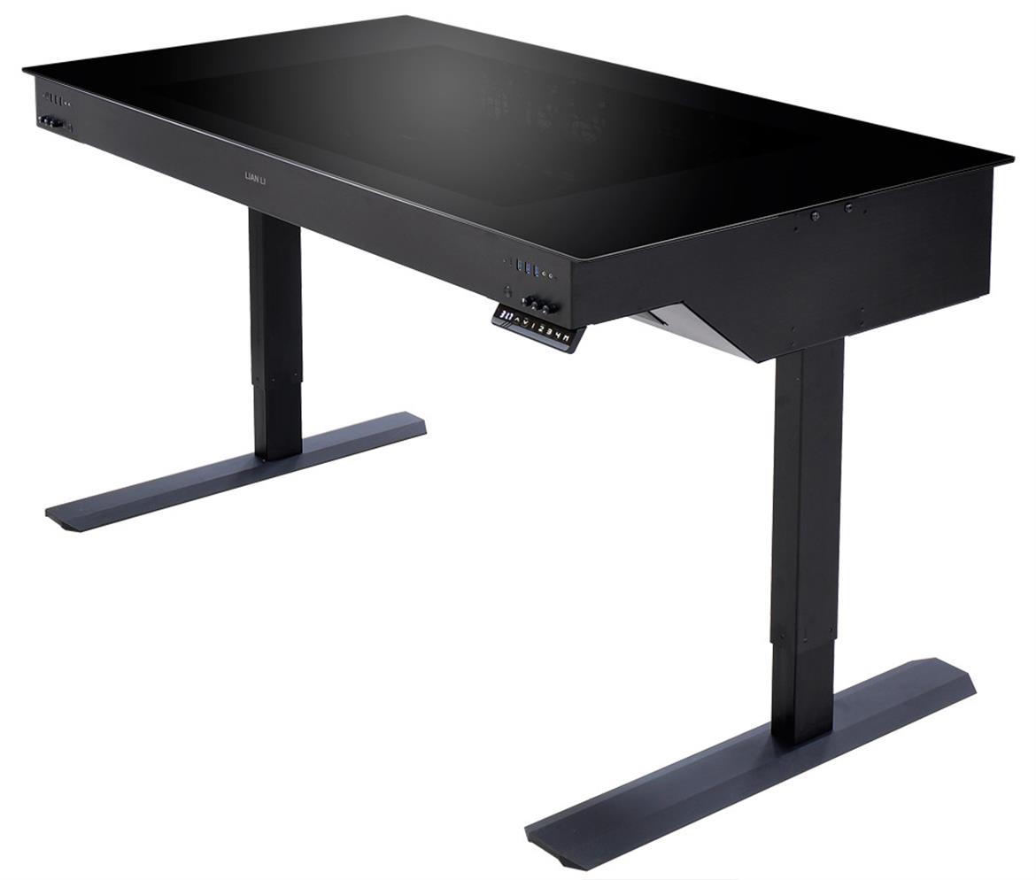 Lian-Li's Totally HOT DK-05 Aluminum And Glass Motorized Sit-Stand PC Desk Now Available