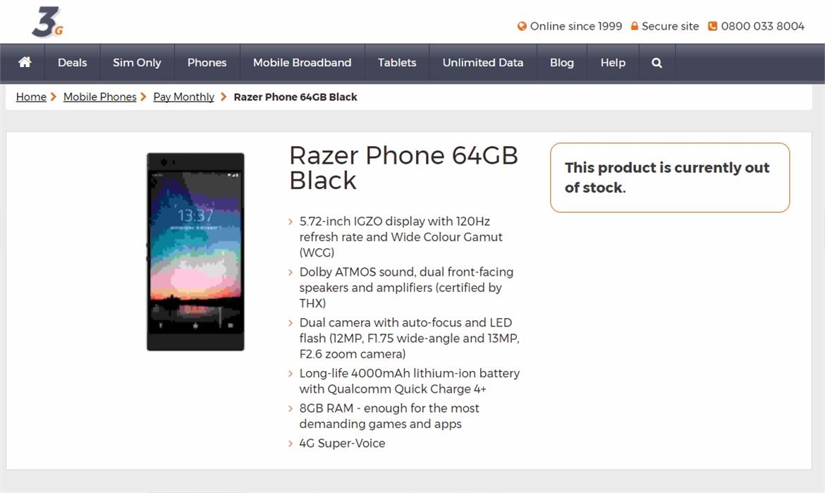 Razer Phone Specs Leak Confirms 8GB RAM And 5.72-inch 120Hz IGZO Display