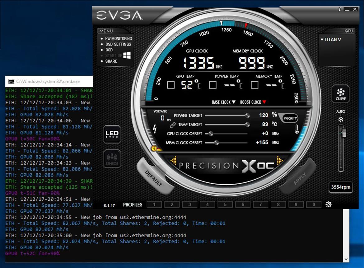 NVIDIA Titan V Ethereum Mining Blows Past 82MH/s While Overclocked On Our Test Bench