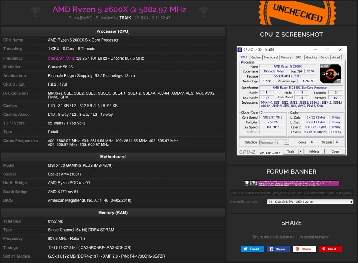 AMD Ryzen 5 2600X And Ryzen 7 2700X Zen+ CPUs Already Ripping 5.8GHz Overclocks On LN2