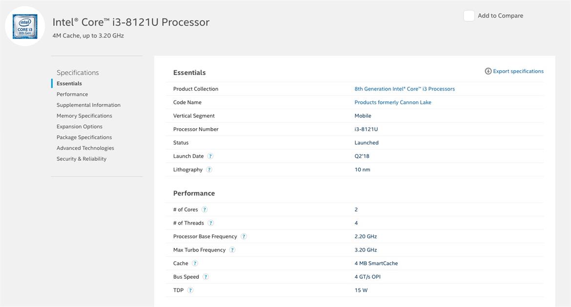 Intel Confirms Core i3-8121U 10nm Cannon Lake Processor Shipping In Lenovo IdeaPad 330