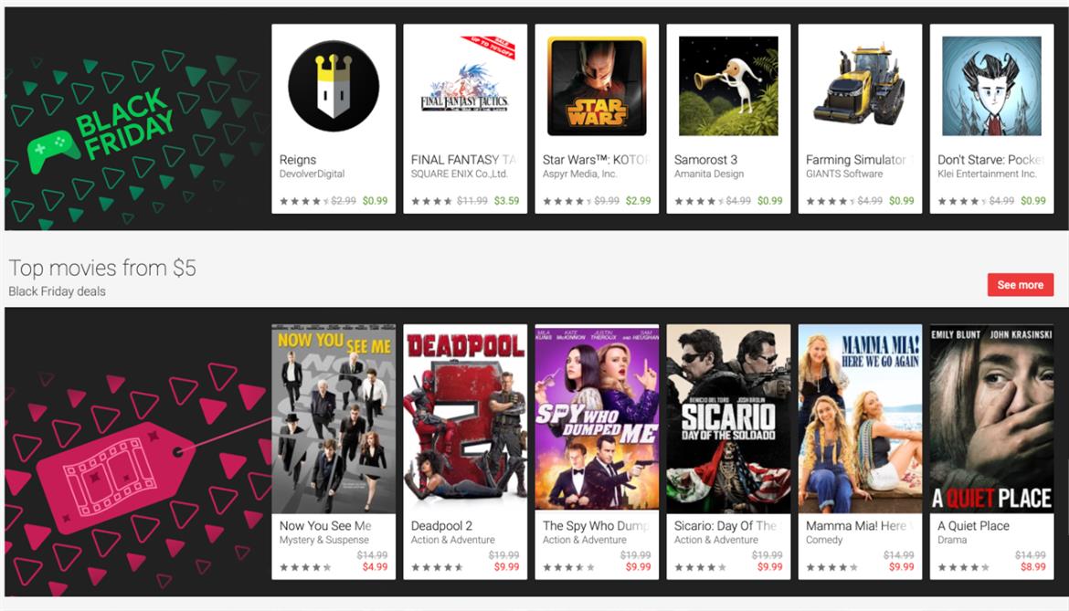Google Play Store Black Friday Deals Include 99-Cent Thanksgiving Day Rentals For All Movies