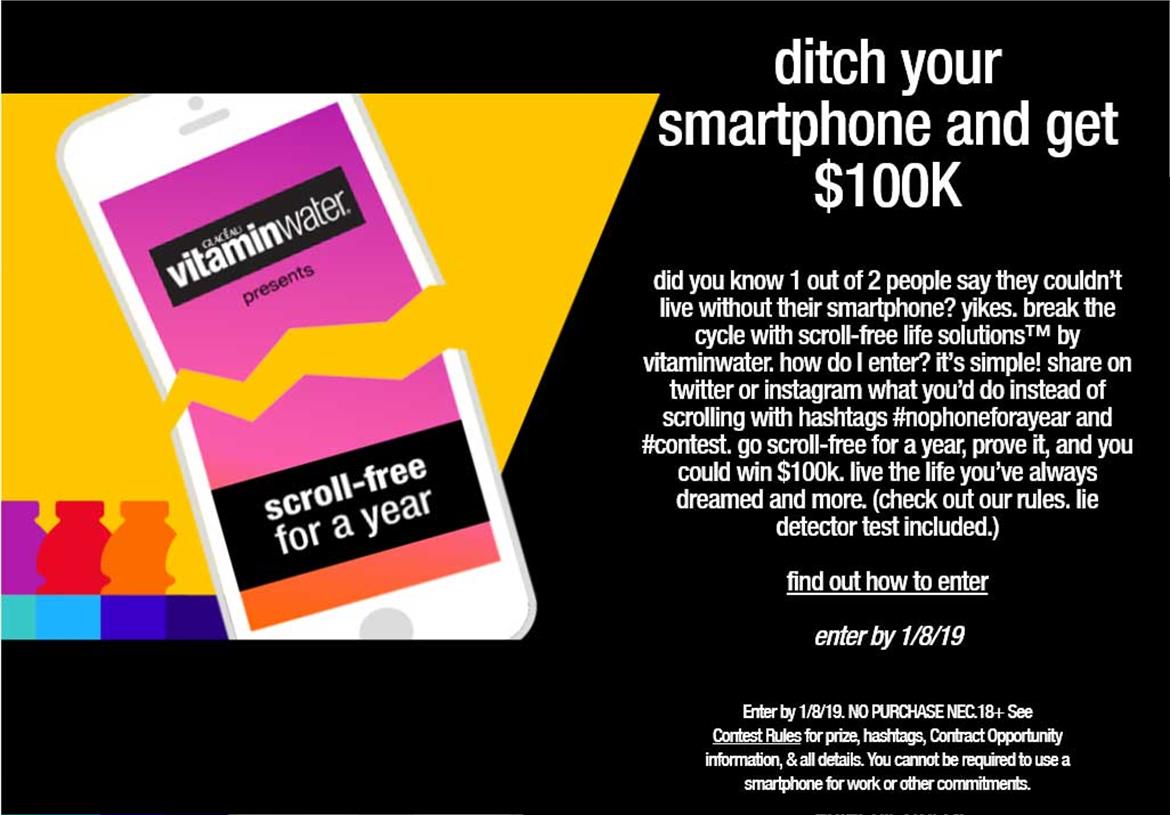 Vitaminwater Contest Offers $100,000 To Ditch Your Smartphone For a Year