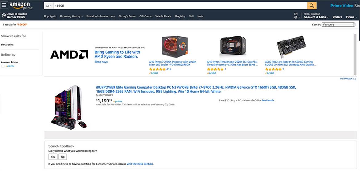 iBuyPower Elite Gaming PC With GeForce GTX 1660 Ti Makes Early Amazon Debut