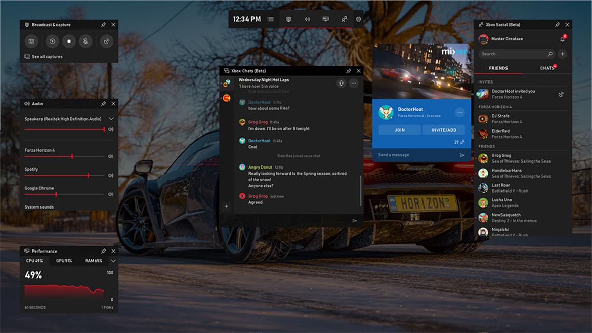 Windows 10 Game Bar Adds Spotify Widget And Cross Platform Chat For Xbox Insiders