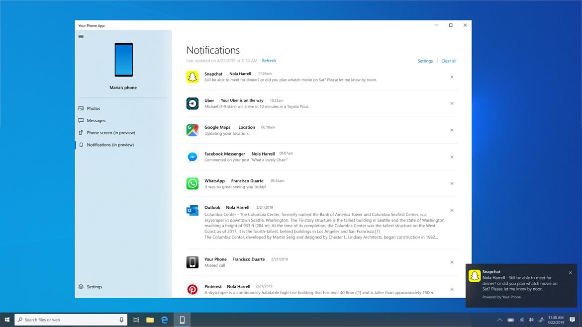 Windows 10 20H1 Insider Preview 18885 Lands With Android Notifications, Improved Dictation