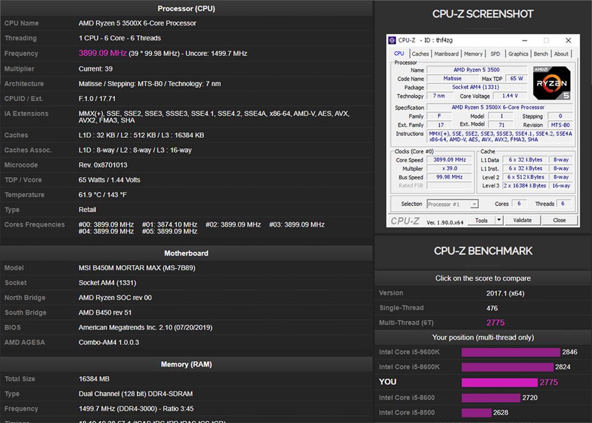 AMD's Rumored Ryzen 5 3500X 6-Core CPU Faces Benchmark Showdown With Intel Core i5-9400F