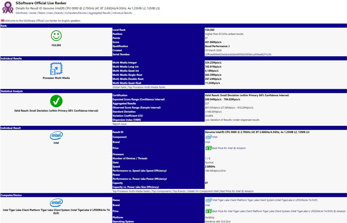 Intel 11th Gen Tiger Lake-U Benchmarks Leak With 4.3GHz Boost, 12MB L3 Cache, Xe Graphics