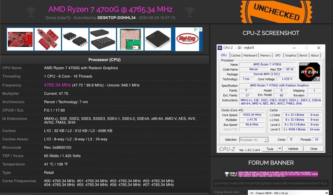 AMD Ryzen 7 4700G Zen 2 APU Hits 4.7GHz All-Core Overclock In Benchmark Leak