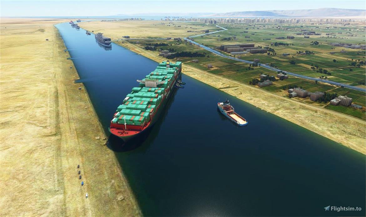 Microsoft Flight Simulator Mod Has Fun With Cargo Ship Stuck In Suez Canal