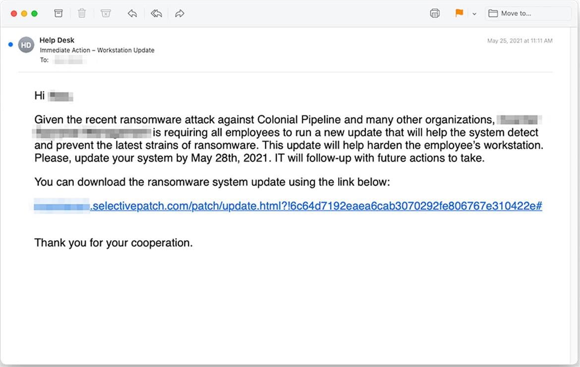 Beware Of Phishing Emails Posing As Security Updates In Wake Of Colonial Pipeline Attack