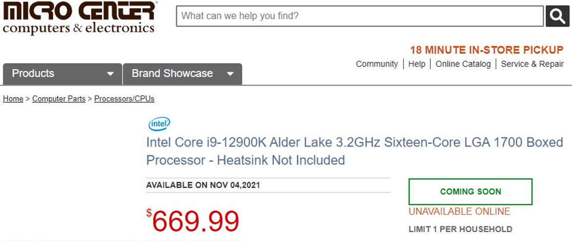 Intel Alder Lake Pricing And Release Date Leaked By Major US Retailer