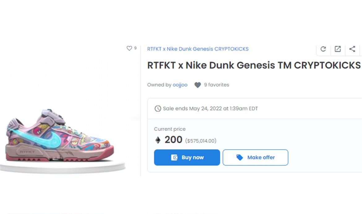 Nike's Cryptokicks NFT Sneakers Are Selling For Over $100K Because WTF