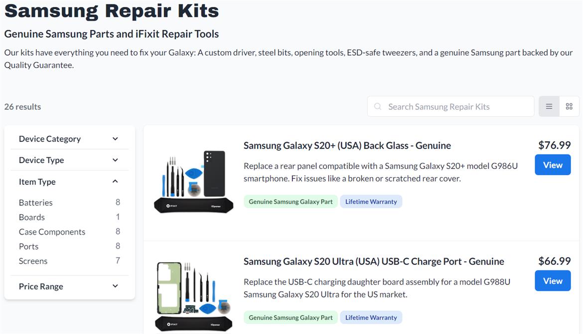 Samsung And iFixit Empower DIY Phone Repair With Genuine Parts And It's Live Now