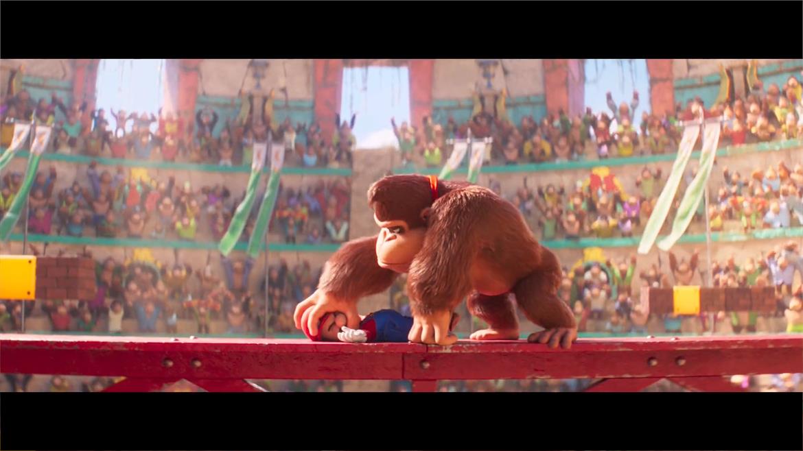 Watch Cat Mario Face Off With Seth Rogen Donkey Kong In Super Mario Bros Trailer