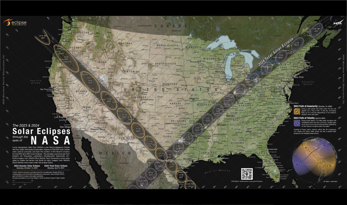 NASA Shares A Sweet High-Res Map Of US Solar Eclipse Times And Locations Through 2024